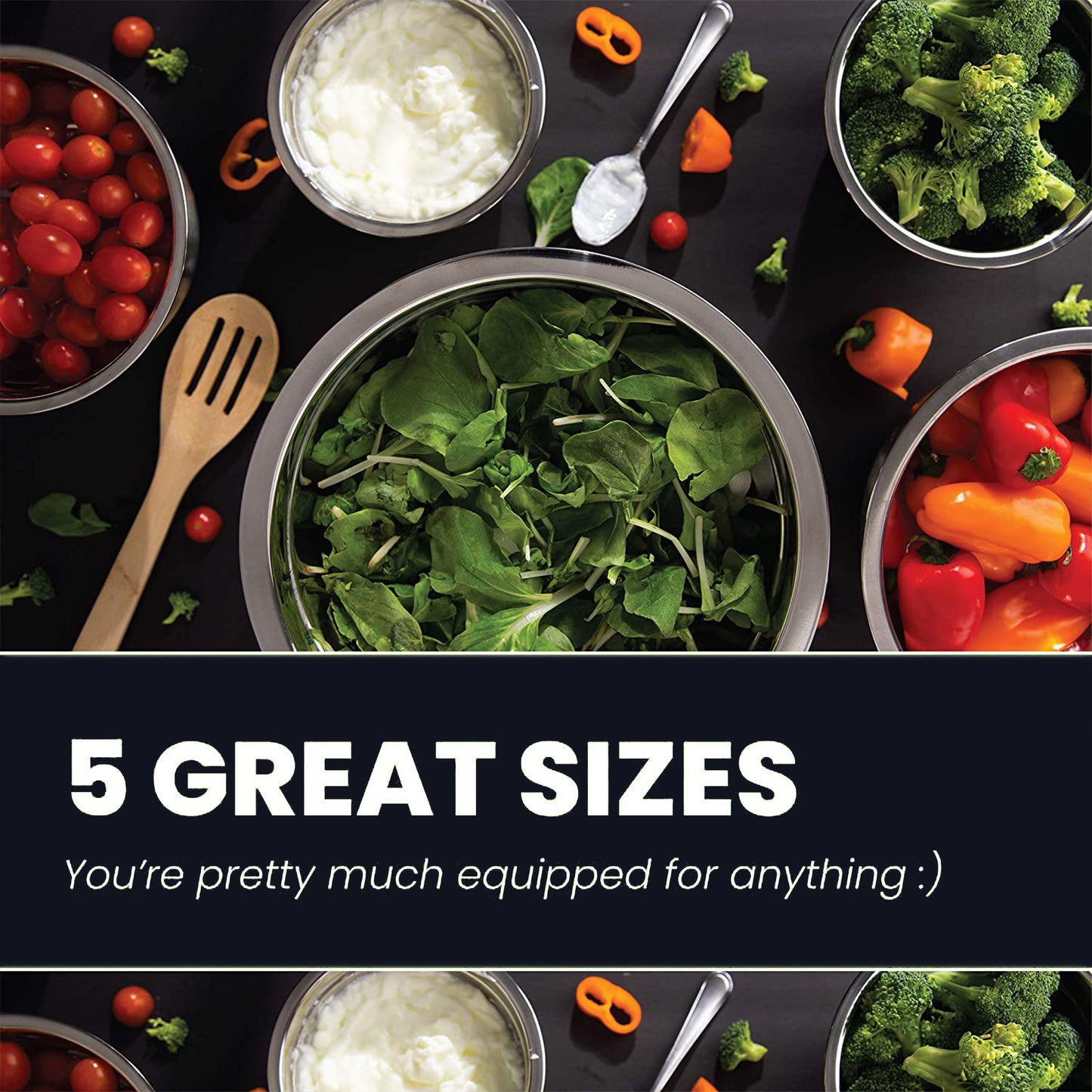 Stainless Steel Mixing Bowls Set - Black